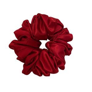 Poly Satin Hair Scrunchie. Red. Medium. Valentine's Day. Christmas. Holiday.